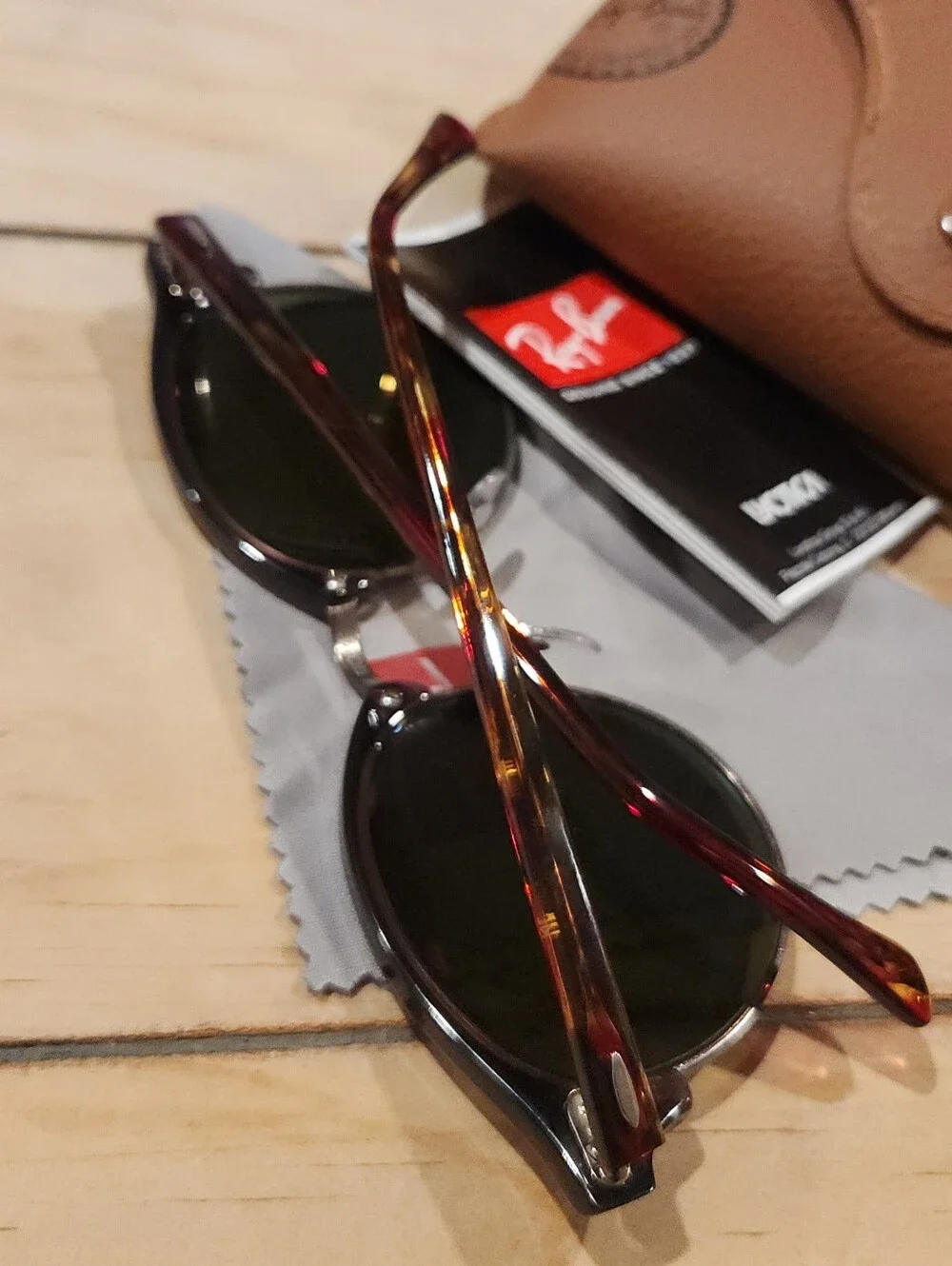 Ray-Ban RB4246 1222/C2 Round Mirrored Sunglasses Tortoise Brown/Blue 51-19